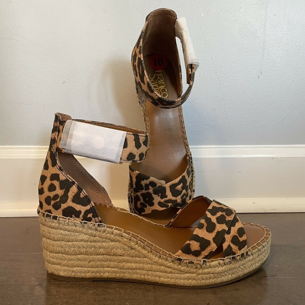 Franco Sarto Carlotta Espadrille Leopard Wedge Sandal Shoes 10